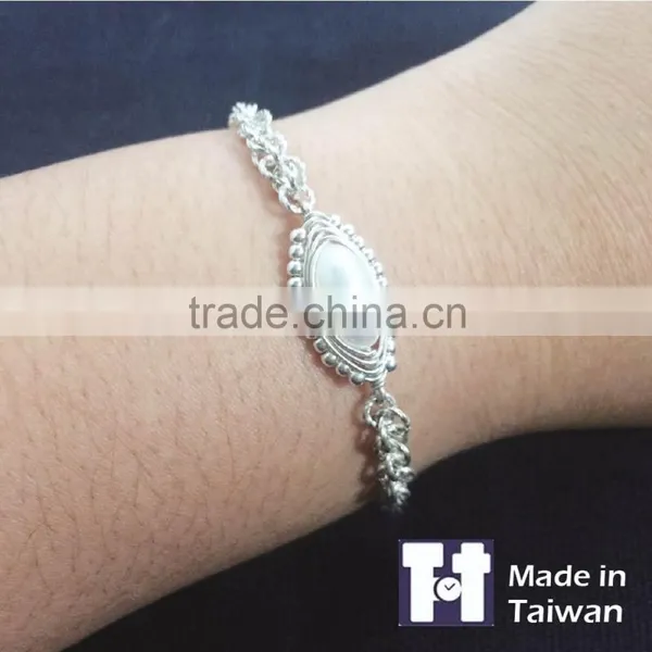 Fashion 925 Spiral Pearl Sterling Silver Bracelet Jewelry Gifts photo-6