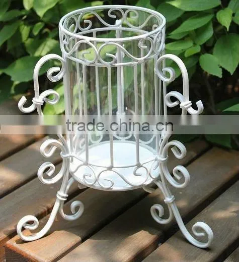 Glass Vase With Metal Stand Flower Vase photo-3