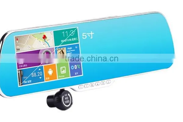 Wireless Wifi Transfer Android Bluetooth Rearview Mirror Handsfree Car Kit Monitor + Wireless Backup Reverse Camera photo-3