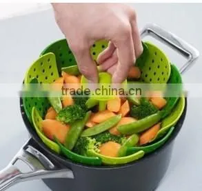 Nylon Collapsible Steamer Basket,Green and Dark Green photo-2