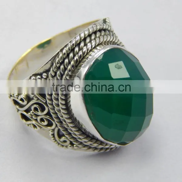 Natural Green Onyx Ring 92.5 Sterling Silver Jewellery photo-2