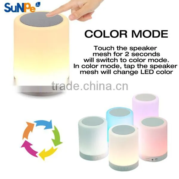 2016 Newest Portable LED Lamp Bluetooth Speaker Touch Induction Change Colour Romatic Lamp Hands-free Call TF Card Speakerphone photo-3