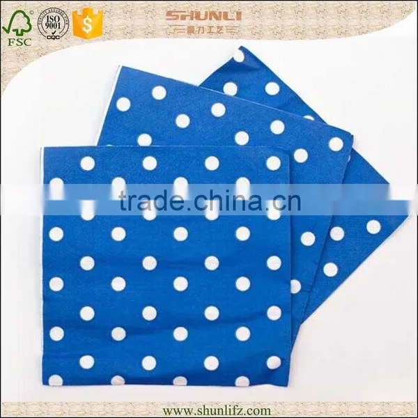 Disposable Blue Square Dot Party Paper Napkin With OEM photo-2