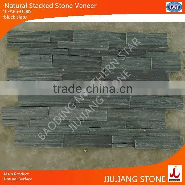 Black and Rustic Slate With ''Z'' Shape Caldding Stone for Exterior Construction