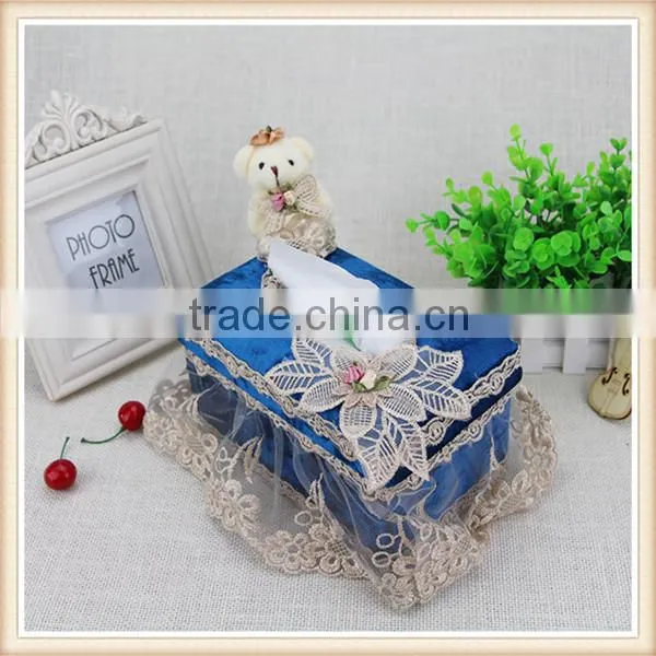 Blue Fabric Tissue Box Cover photo-2