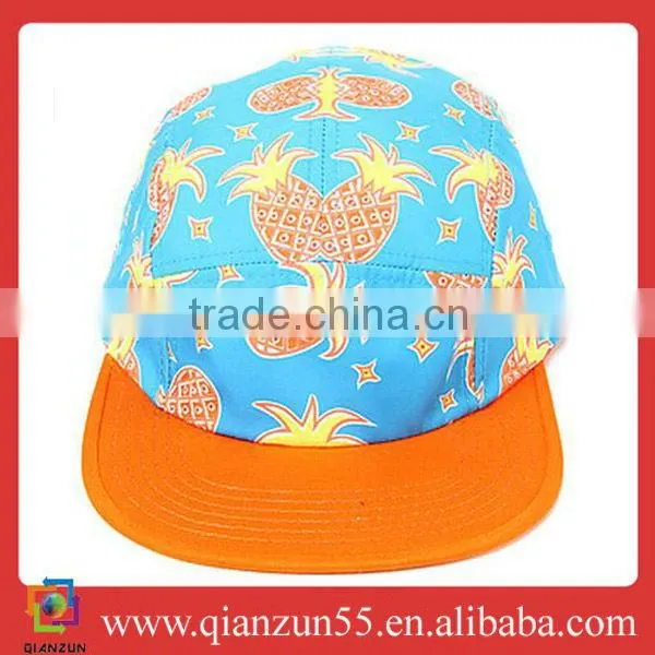 nylon print fruit cartoon flat brim fitted cap kids leisure cap hat
