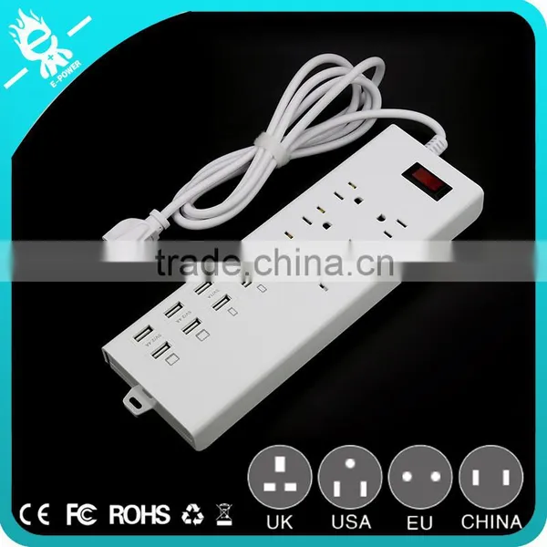 Desktop Multiple USB Charging Station Surge Protected Outlets Power Strip photo-5