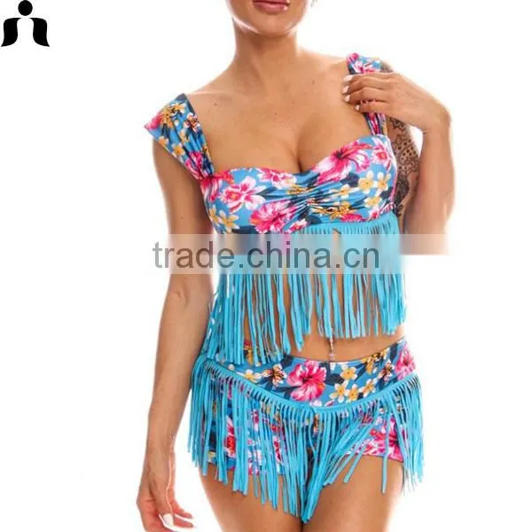 2017 Summer Xxx Sexy Sweet Girl Tassels High Waist Swim Wear photo-5