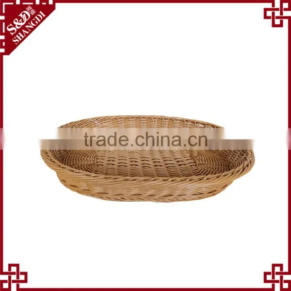 PE Rattan Handmade Weaving Customized Oval Shape for Supermarket Storage Plastic Fruit Basket photo-4