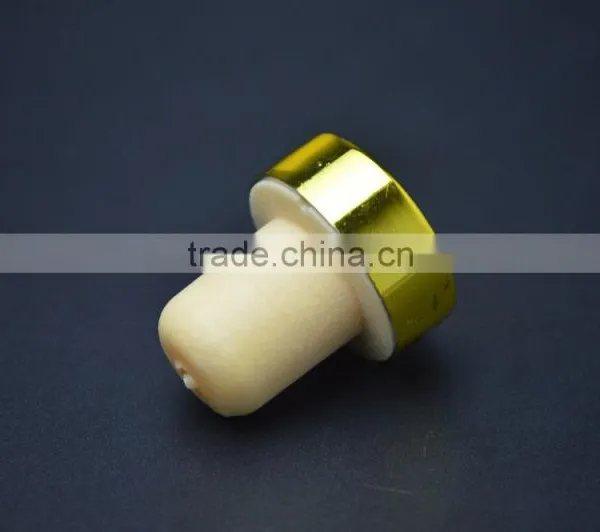 Shiny Gold Aluminum Cap With Synthestic Cork Wholesale Cork Stopper photo-4