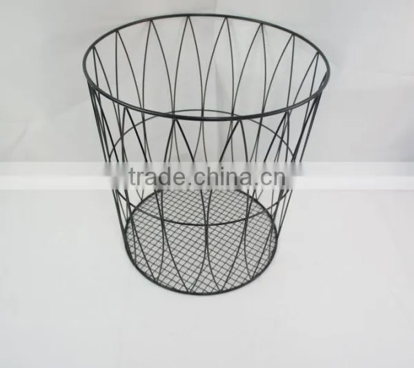 Metal Wire Laundry Basket, Black/white photo-2