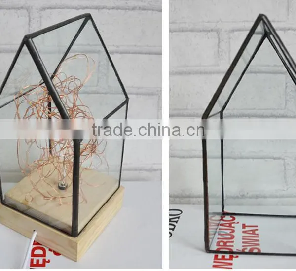 Creative DIY House Design Fireworks Silver Flower Glass House Atmosphere Night Light, Decorative Table Bedroom Warm Night Light photo-5