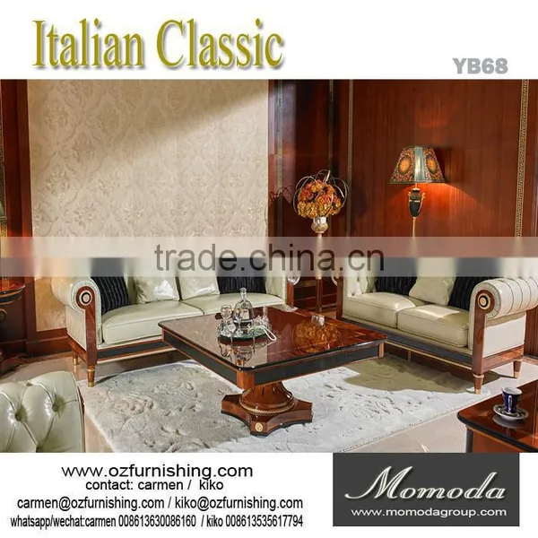 YB68 European Style Leather Sofa,solid Wood Carving Antique Genuine Leather Sofa,living Room Leather Sofa