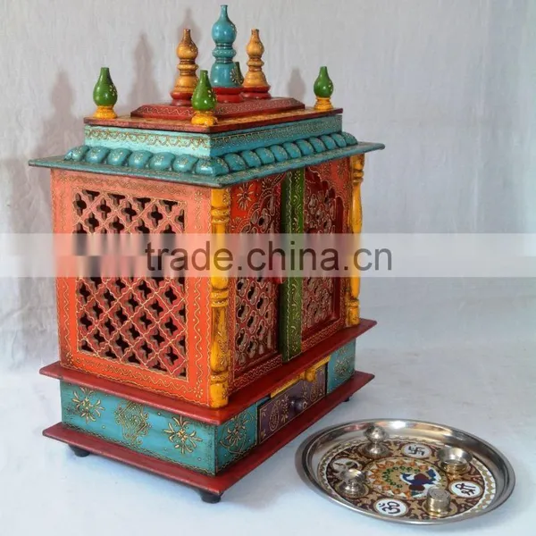 Beautifully Hand Painted Wooden Temple With Gate photo-4