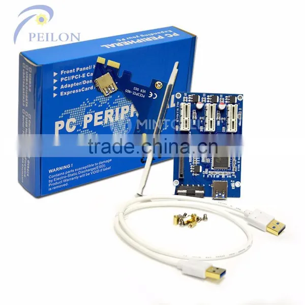 Pci-e Express 1x To16x 3 Slots Pci Riser Card Pci-e to Pci Converter Card Splitters for Pci-e 3 Port for Bitcoin photo-2