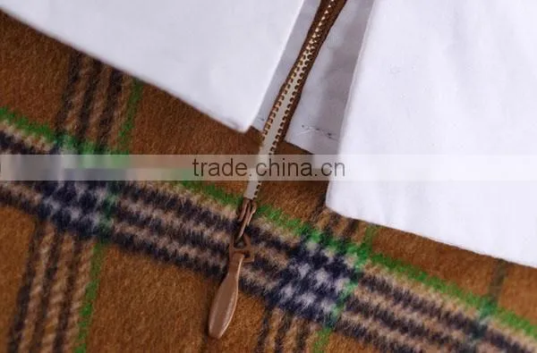 2015 Fashion Cotton Check Chiffon Ruffle Bottom Long Sleeves Direct Manufacturer High Quality Big Sleeve Blouse photo-4