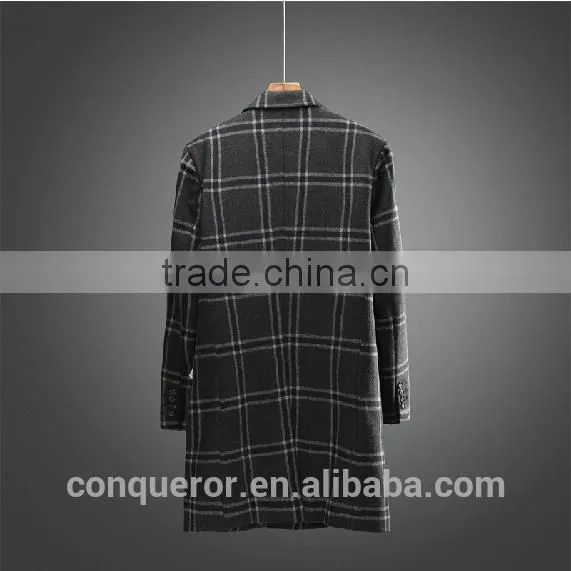 Grid Wool Winter Coat . Men Overcoat BCL006 photo-3