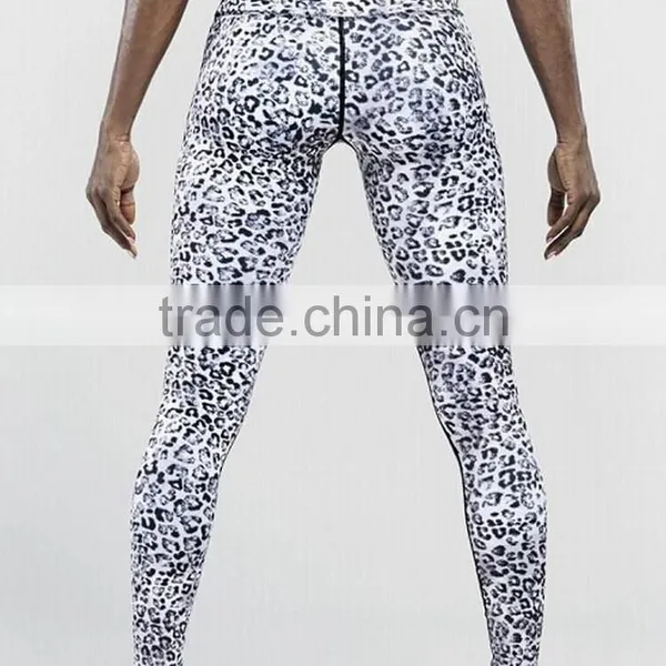 White Leopard Print Woman Long Gym Pants photo-2