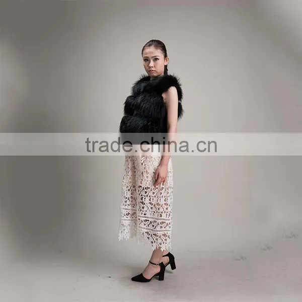 Myfur Hot Sale New Thick Warm Winter Fur Women Gilet Real Raccoon Fur Waistcoat photo-3
