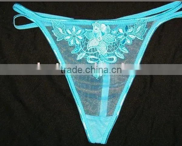 Sexy Women Embroidery G-string Lady Transparent Panties Models photo-2