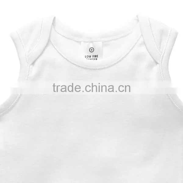 Factory Price Sleeveless Plain Color White Cotton Baby Rompers Soft Bodysuit Onesie photo-2
