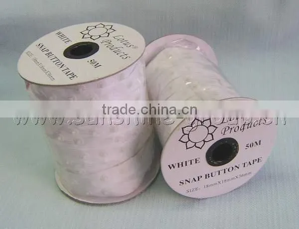 Colored Plastic Snap Button Tape for Garment, Polyester Tape, Press Snap Button