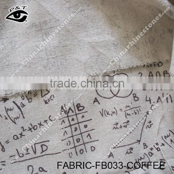 Math Equation Coffee Color Printed Linen Fabrics photo-3