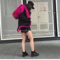 Jade Green Lining and Collar Army Green Mrs Furs Jacket/Parka OEM Factory