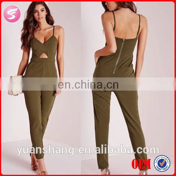 Fashion New Design Women Sexy Onesie Jumpsuit In Khaki 2015