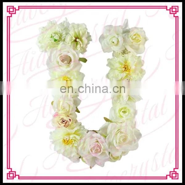 Aidocrystal Flower Green Blue Yellow Color Pearl Silk Flower Letter U for Indoor and Outdoor Decor photo-3