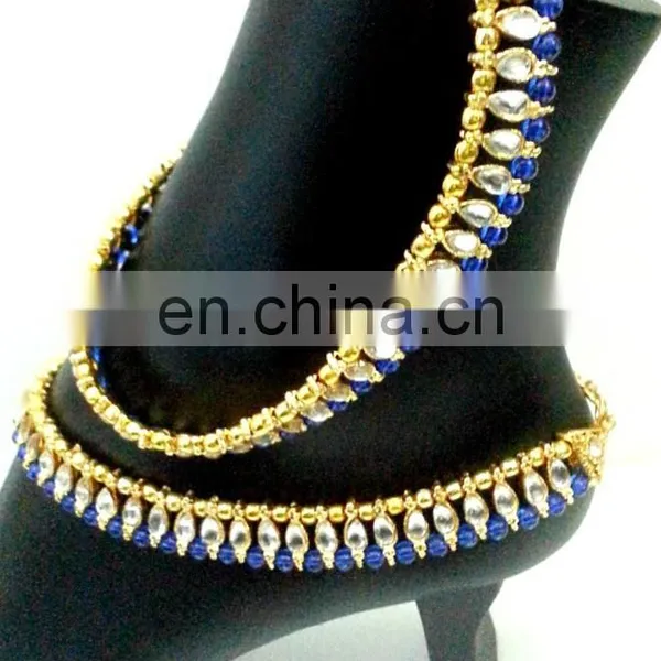 Design Kundan Anklets-2015 Fancy Anklet-Wholesale Indian Gold Plated Anklet-online Buy Lot Kundan Anklet / Payal photo-3