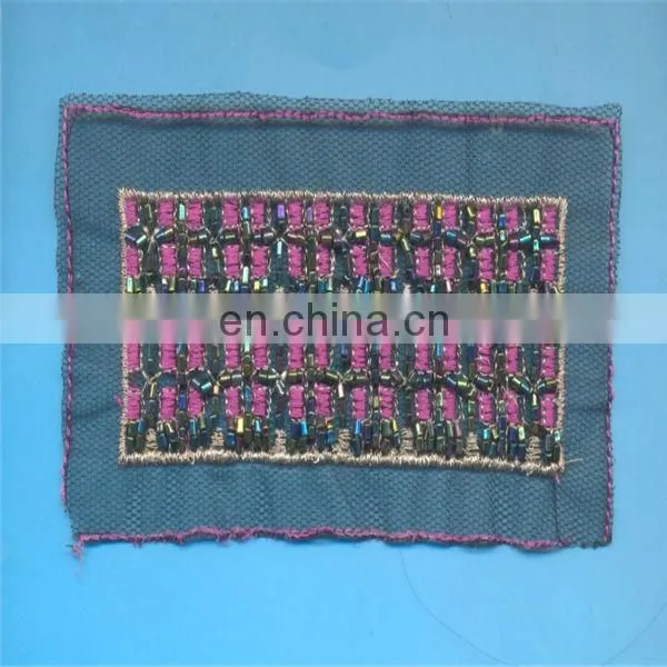 Embroidery Colourful Bead Patch Embellishment With Metal Beads