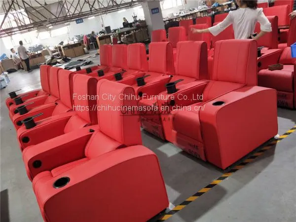 Home Theater Sofa,red Leather Vip Cinema Seating photo-3