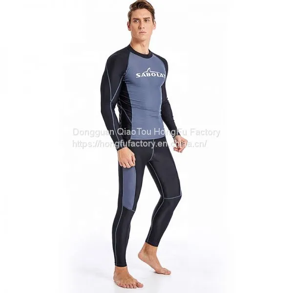 Custom Logo Print Men's Swimwear Beachwear Two Piece Long Sleeve Rash Guard photo-4