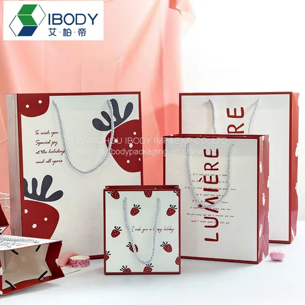 Customized White Cardboard Party and Christmas Gift Bags Laminated Bright Film Shopping Bags photo-4