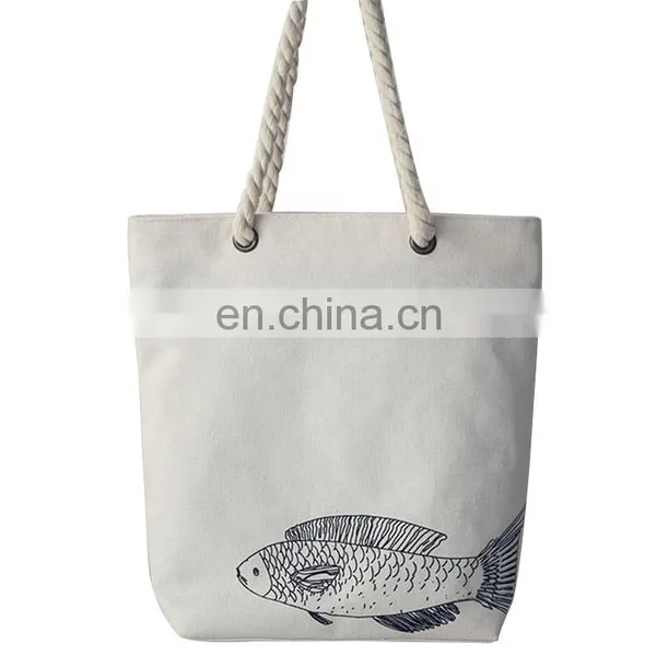 Shopping Cotton Canvas Women Animal Prints Tote Handbag With Zipper photo-3