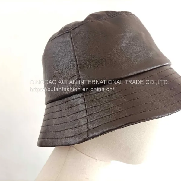 Women's Bucket Hat,lambskin Hat,sheepskin Hat,leather Bucket Hat photo-2