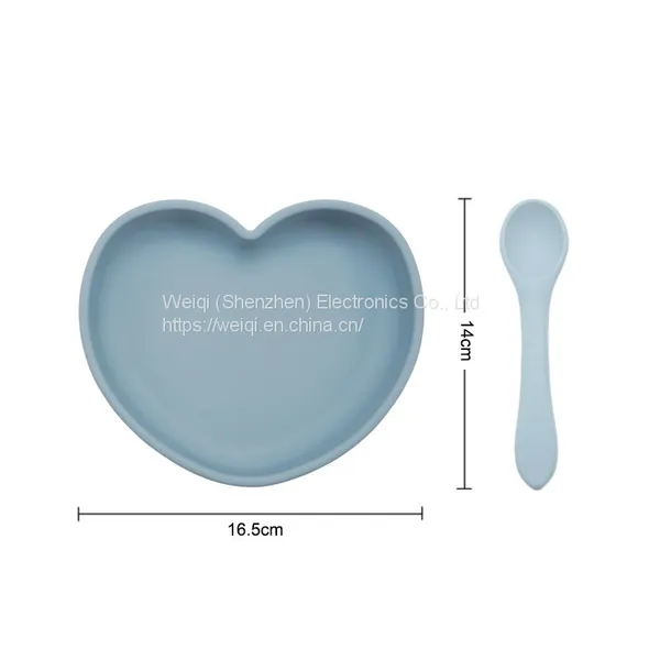 BPA Free Silicone Baby Dinner Plate Heart Placemat With Suction Base photo-3