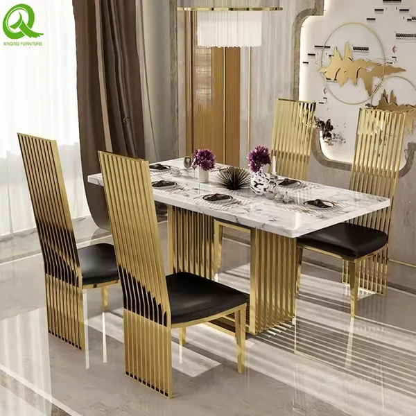 Luxury Wedding Furniture Modern Gold Metal Banquet Hall Dining Table