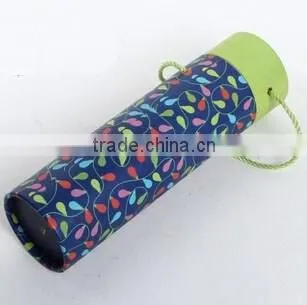 Round Wine Tube Box With Rope Handle Fancy Cyclinder Wine Box photo-2