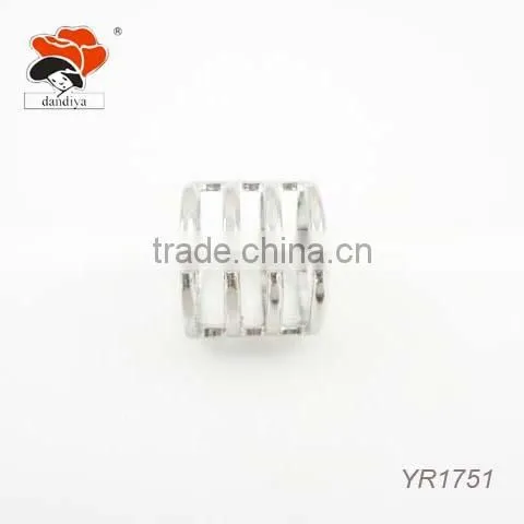 Elegant Four Layers Crystal Inlay Simple Silver Wedding Ring