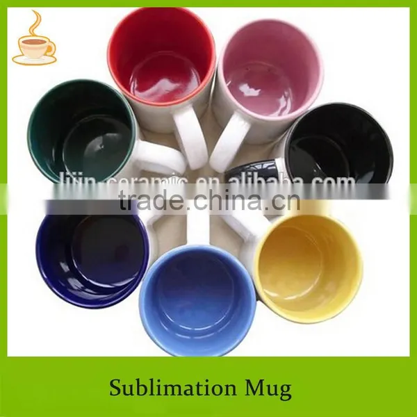 Color Glazed Inside and White Blank Coated Sublimation Ceramic Mug, Multi-colors Offered photo-2