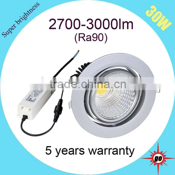 Popular High End CRI90 4-way Rotatable COB 30w LED Downlight photo-2