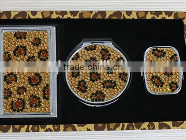 Bling Mirror Crystal Metal Bussiness Card Holder Pill Box Customized Design photo-2
