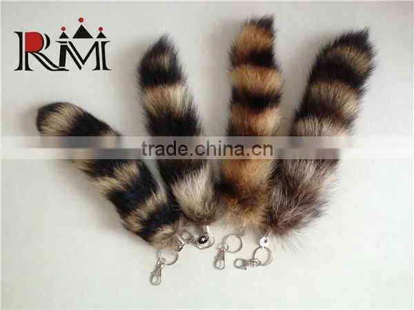 2014 Hot Selling 100% Genuine Raccoon Tails Keychain for Garment Accessories photo-2