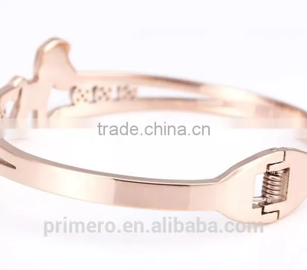 Custom Jewelry 316l Titanium Steel Rose Gold Plated Charm Bracelets Horse Bangles photo-6
