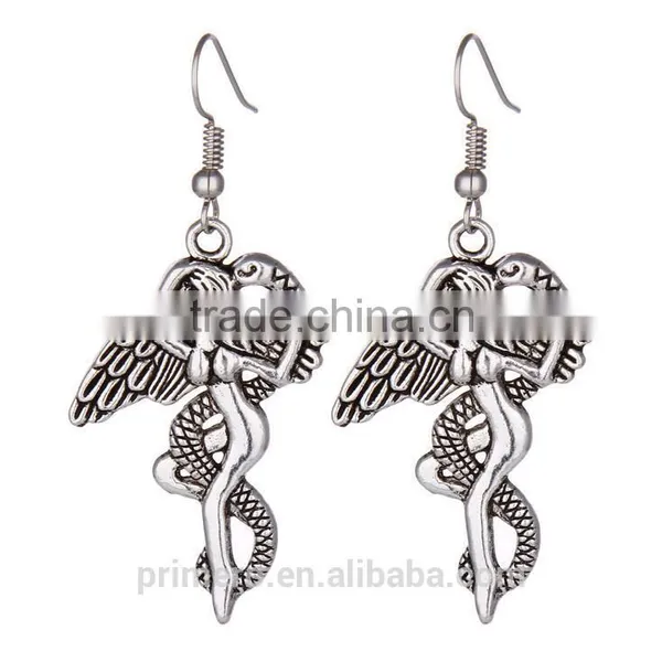 Vintage Silver Animal Dragonfly Elephant Skull Cross Heart Clover Multi-Style Earring photo-5