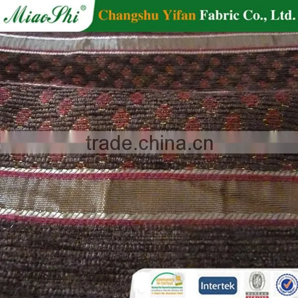 Gold Thread Shenil Velvet Fabric With Embroider photo-2