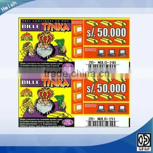 paper printed scratch lottery ticket
