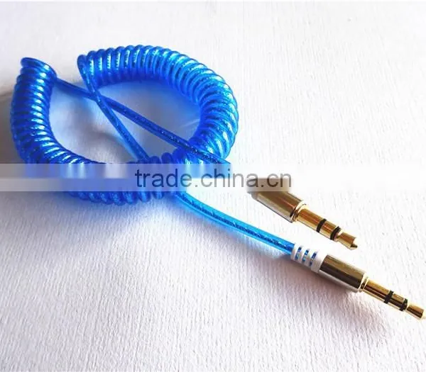 Flexible Dc3.5m to Dc3.5m Spiral Metal Transperant Cable Extend Stereo Audio Aux Cable photo-6